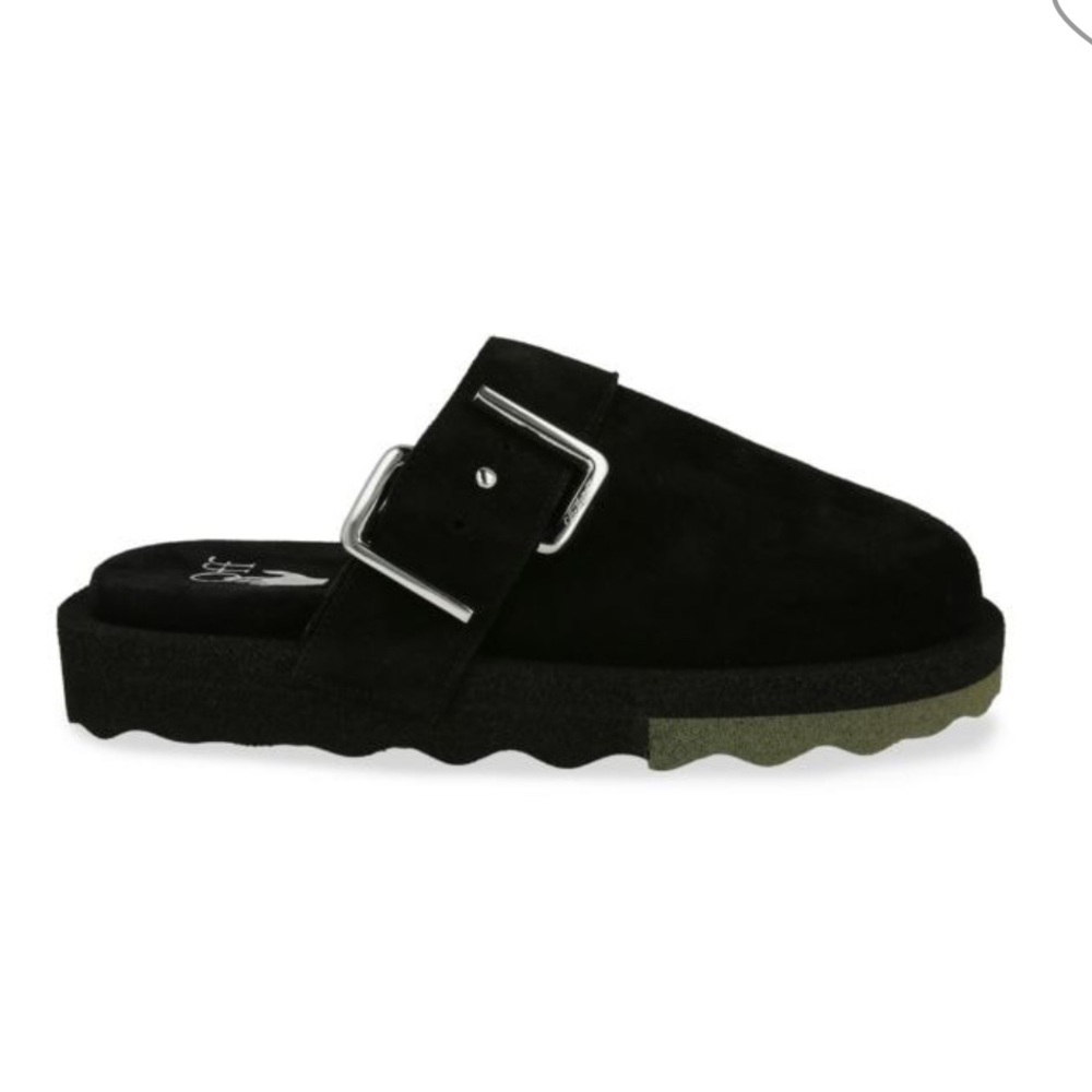 Men’s OFF-WHITE SUEDE SPONGESOLE CLOGS SZ 46
Black/Military